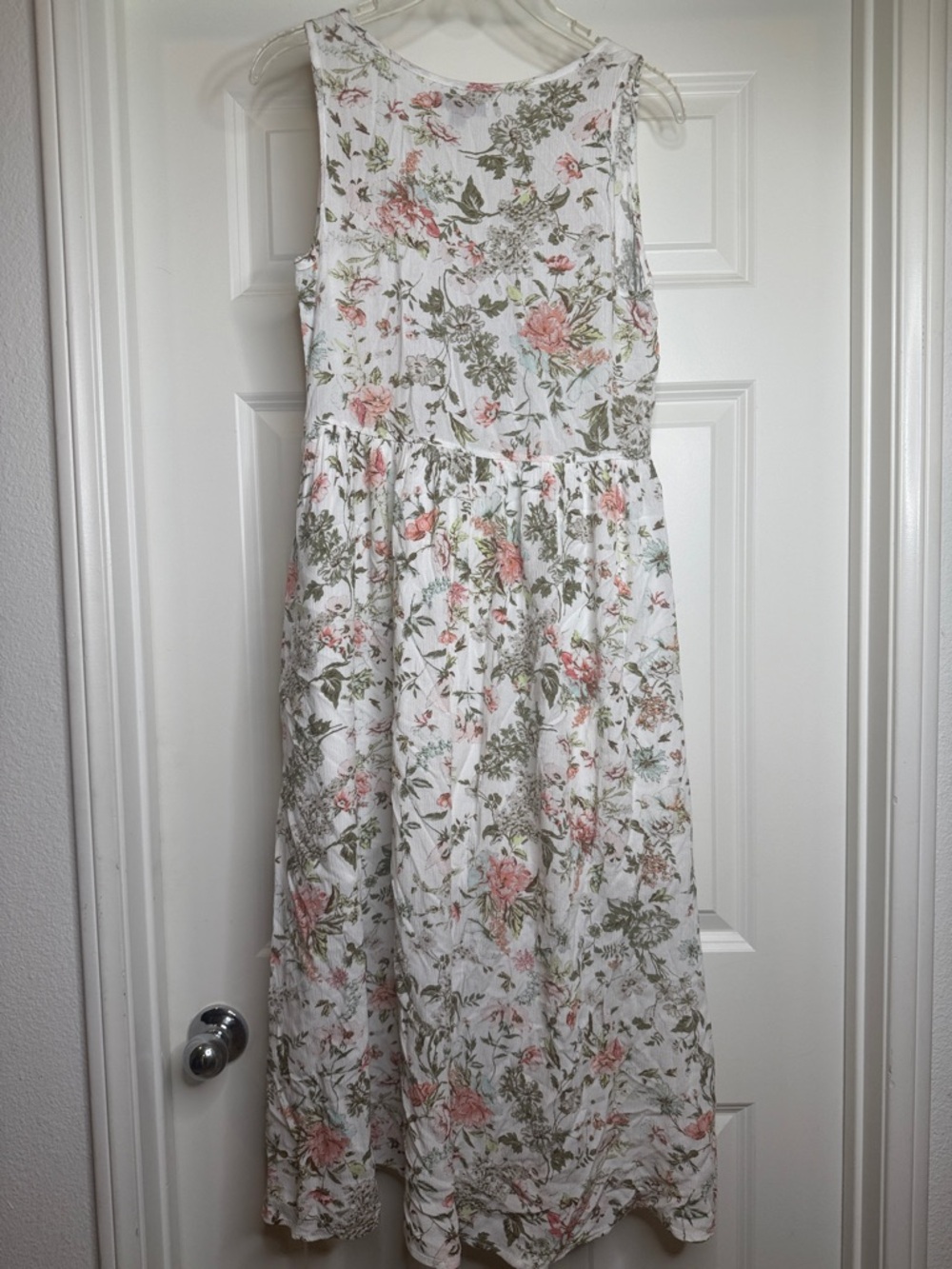 Frye sleeveless floral white button down flowy midi dress sz Sm - Picture 6 of 7